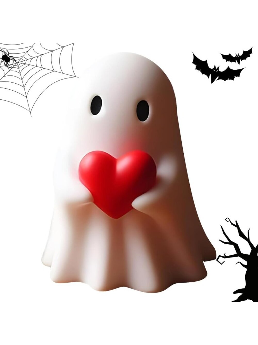 Valentine Ghost Figurine Resin Statue Cute Red Heart Spooky Day Decor Gift for H